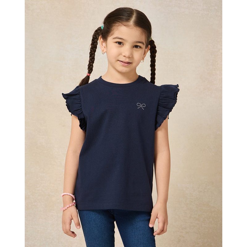 Girls Navy And White T-shirt Set (2 Pieces)
