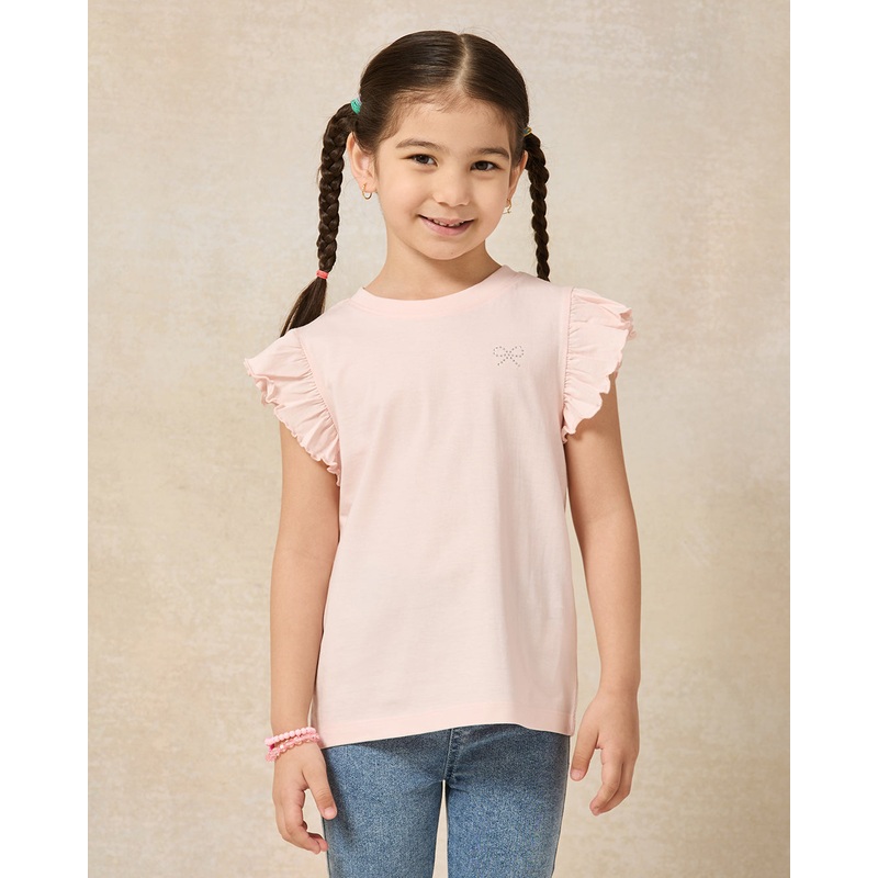 Girls Pink And White T-shirt Set (2 Pieces)