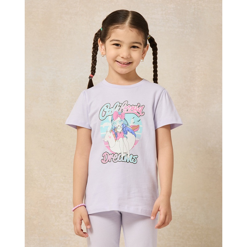 Girls Purple Printed T-shirt|2-3 Years|3-4 Years|4-5 Years|5-6 Years|6-7 Years|7-8 Years