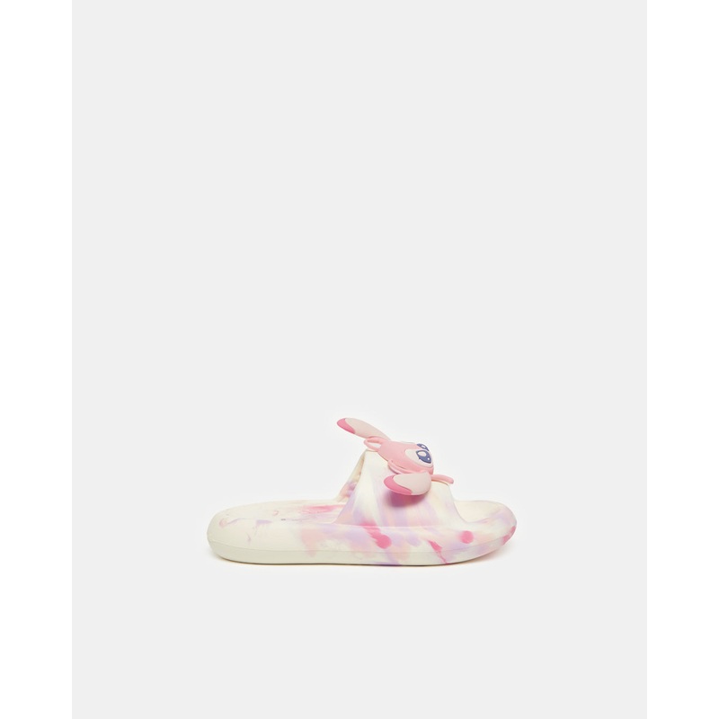 Girls White And Pink Stitch Slide