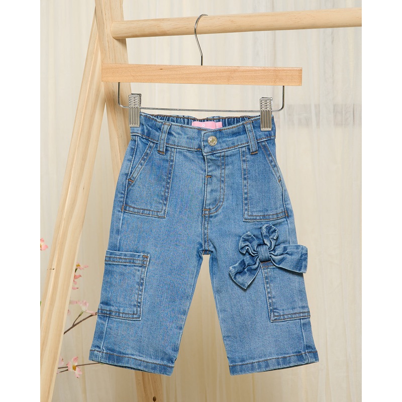 Infant Girls Blue Bows Carpenter Straight Jeans