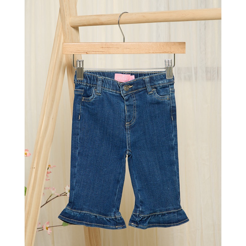 Infant Girls Blue Flared Jeans With Bottom Frill
