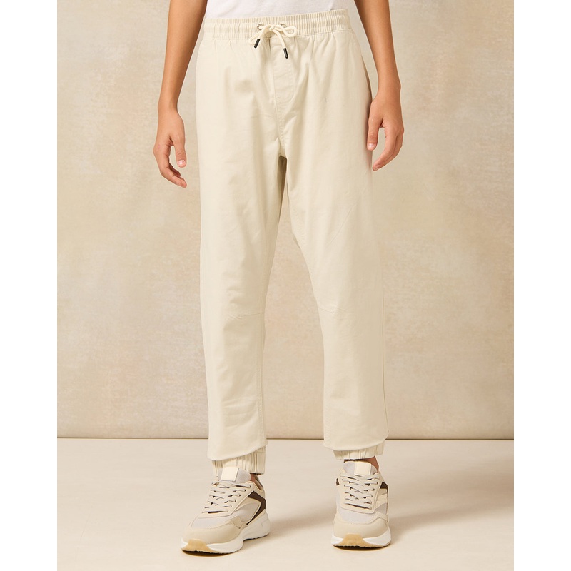 Senior Boys Cream Pull On Joggers
