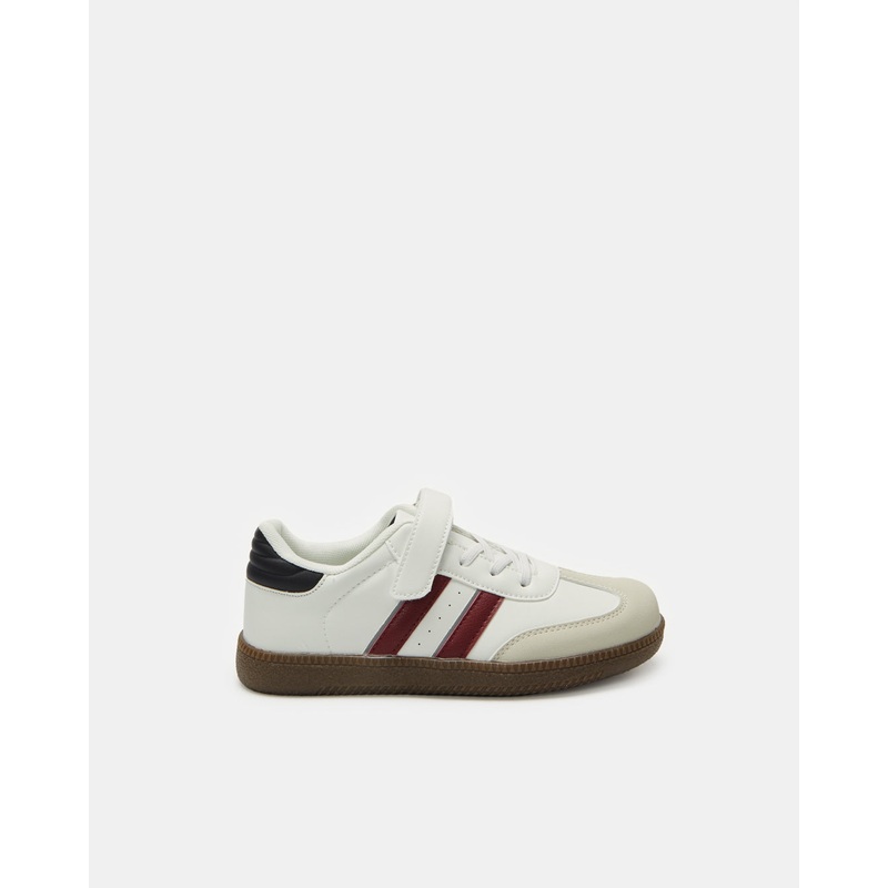 Senior Boys White Strapped Overplay Sneakers