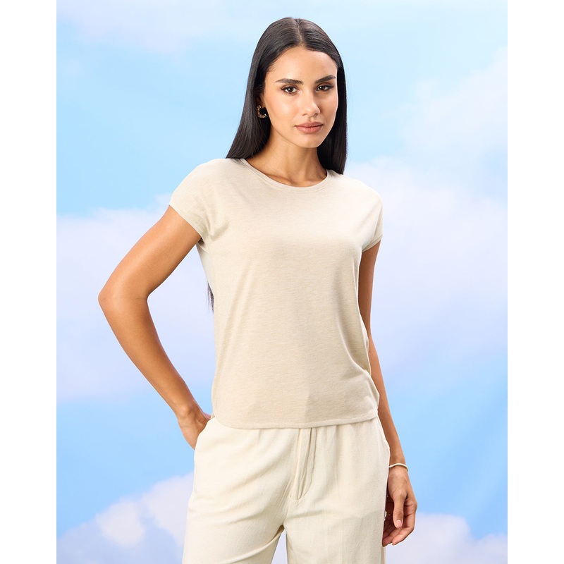 Women Beige  Lurex Jersey Top|UK8|UK10|UK12|UK14|UK16|UK18