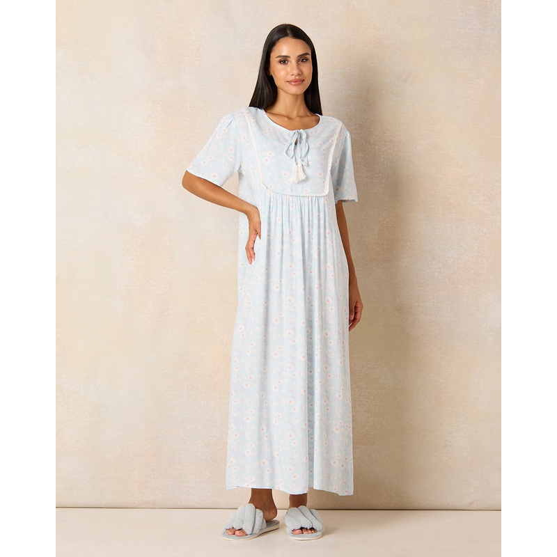 Women Blue Printed  Nightgown|UK10|UK12|UK14|UK16|UK18|UK20