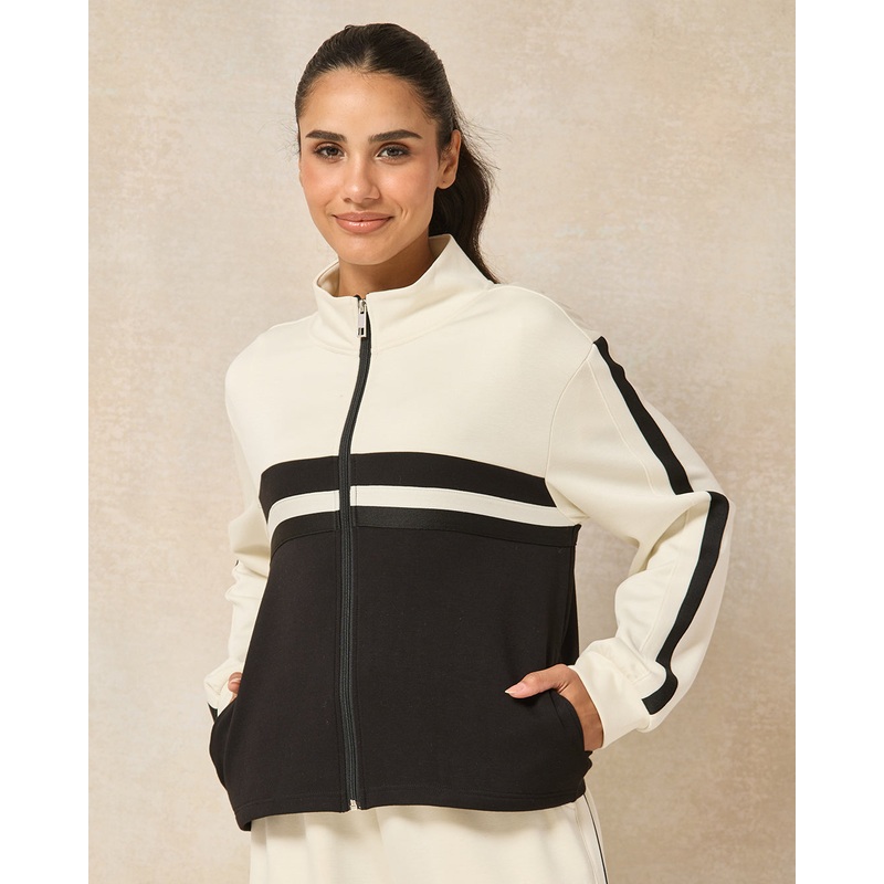 Women Ivory Panel Detail Active Sweatshirt