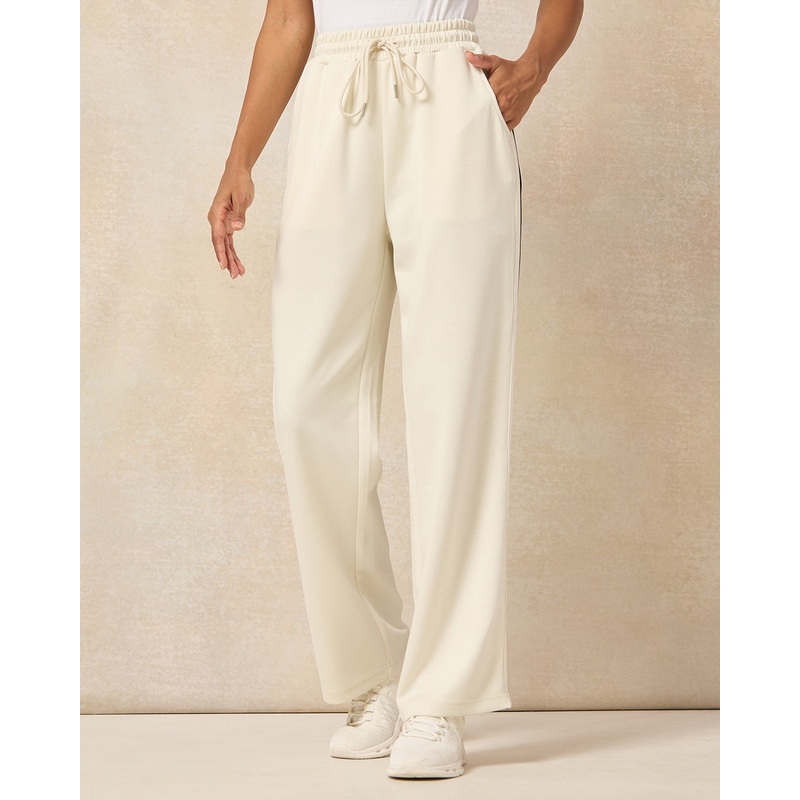 Women Ivory Side Tape Detail Active Pants