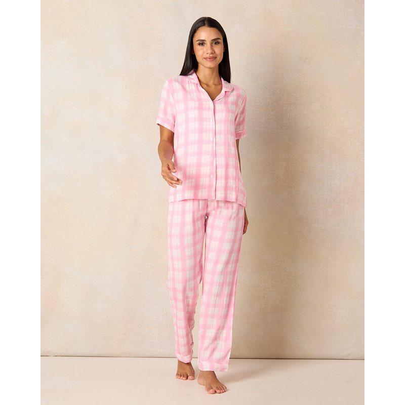 Women Pink Printed Pajama  Set (2 Piece)