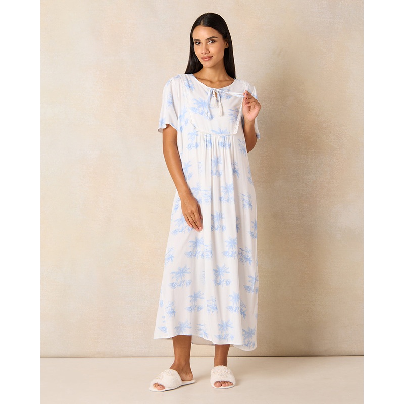 Women White Printed Nightgown|UK10|UK12|UK14|UK16|UK18|UK20