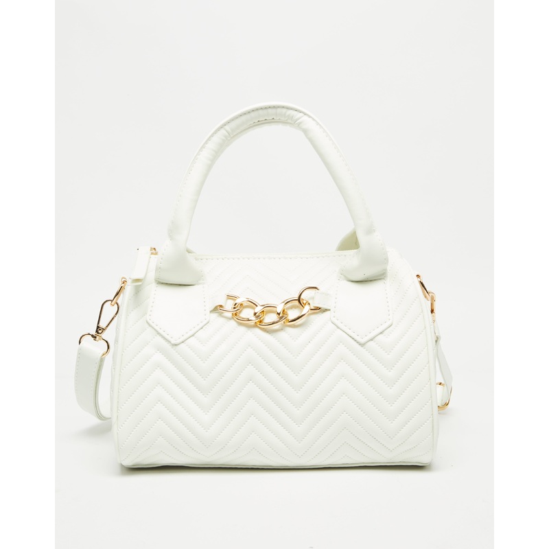 Women White Textured Day Bag