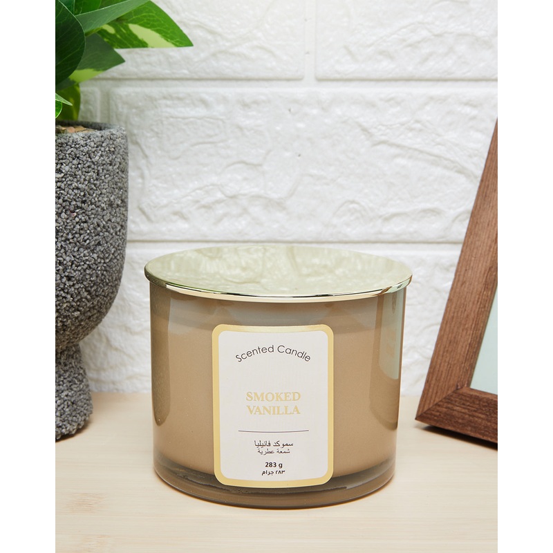 Beige Smoked Vanilla Candle With Lid