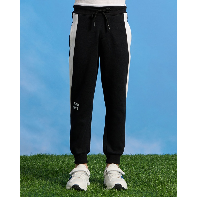 Boys Black Cut And Sew Jogger Pants