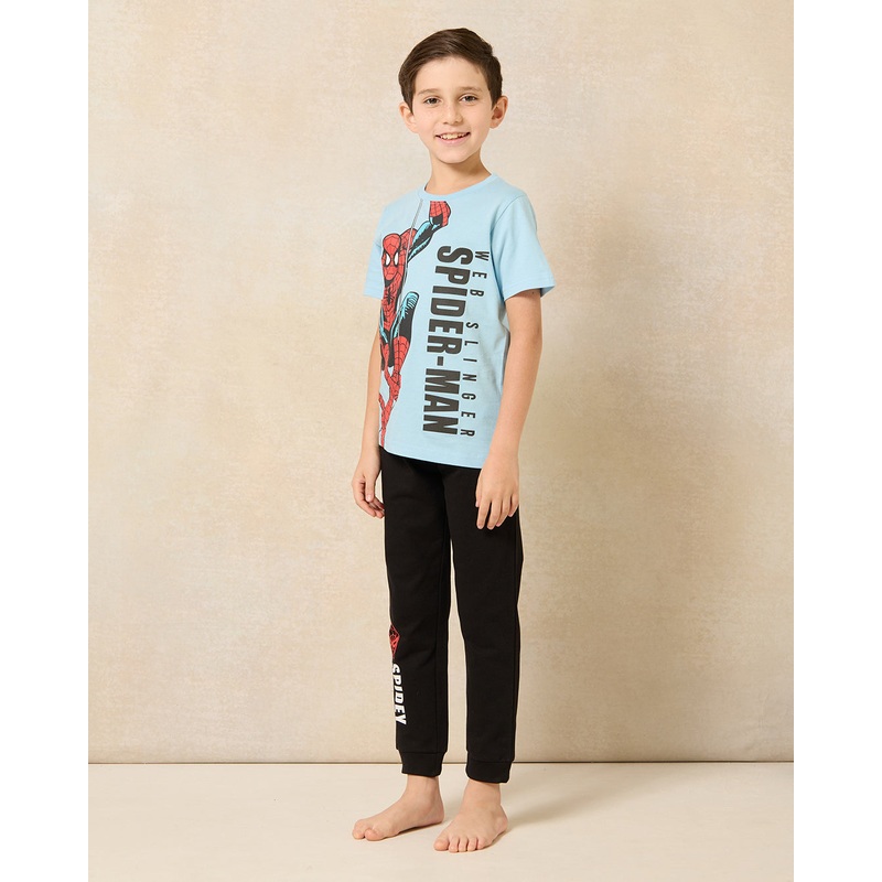 Boys Blue And Black Spiderman Pajama Set (2 Piece)