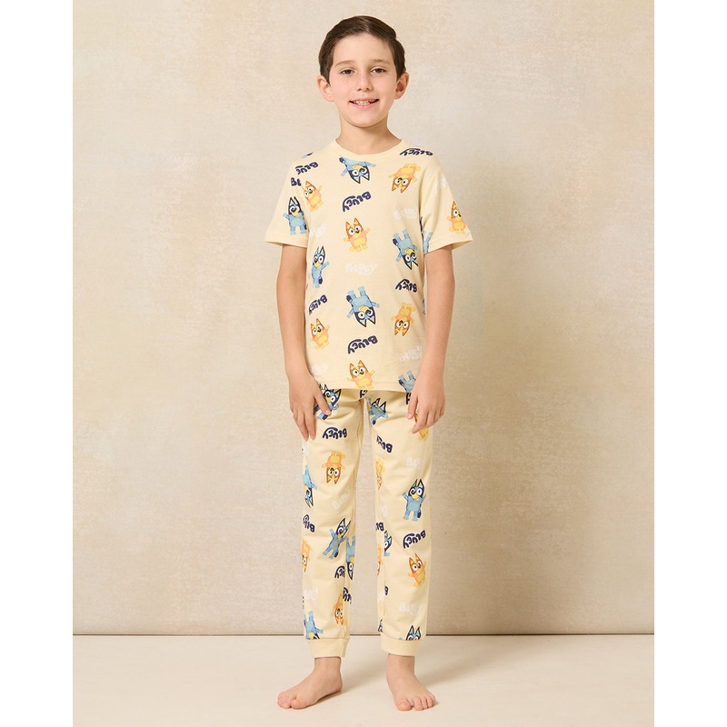 Boys Yellow Bluey Print Pajama Set (2 Piece)