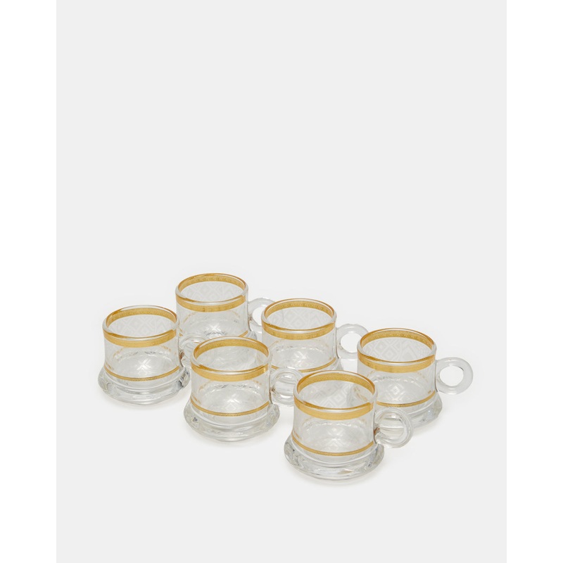 Clear Embellished Glass Espresso Set (6 Piece)