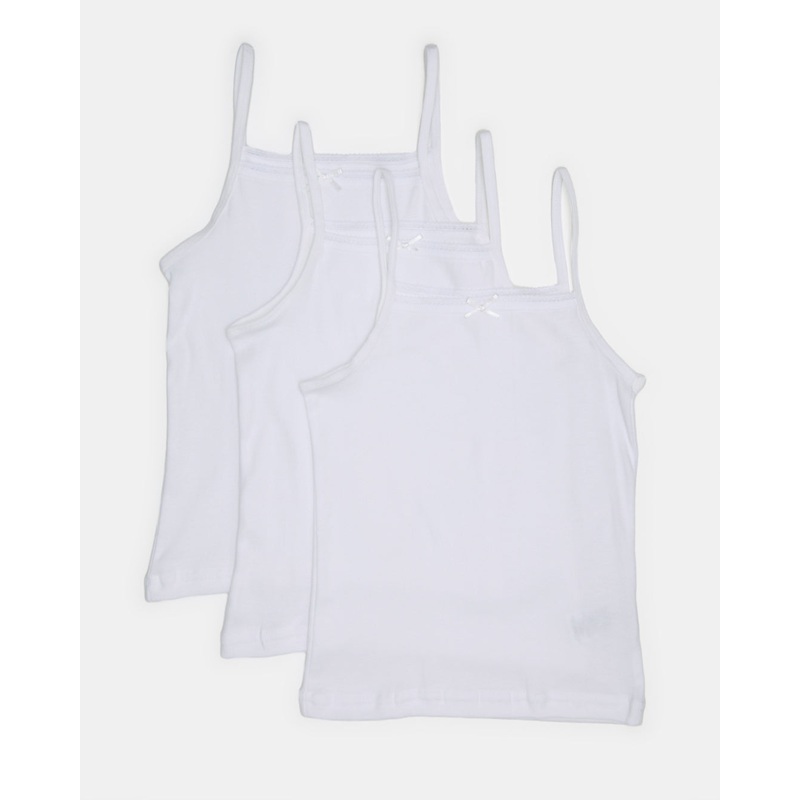 Gilrs Solid White Basic Cami Vest (Pack Of 3)