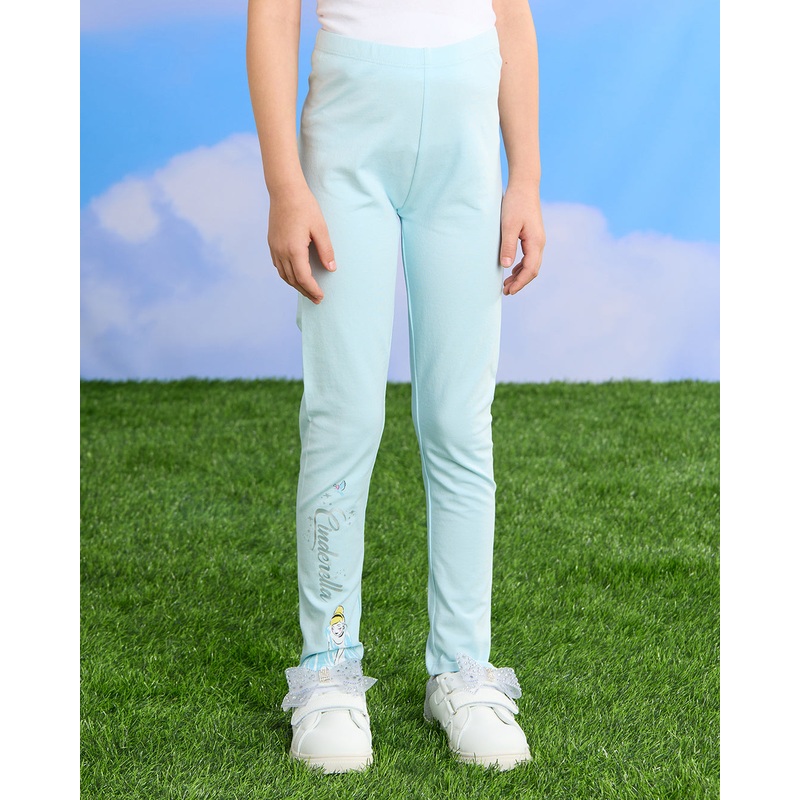 Girls Blue Cinderella Print Leggings