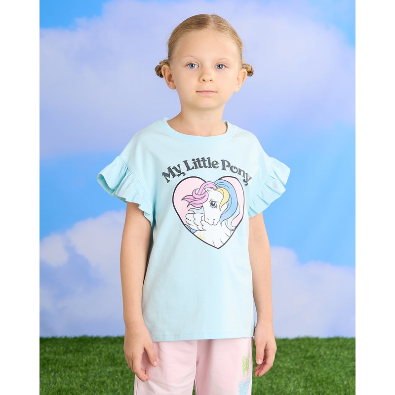 Girls Blue My Little Pony Glitter Printed T-Shirt