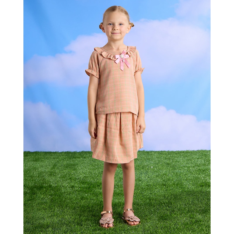 Girls Brown Embellished  Casual Set (2 Piece)