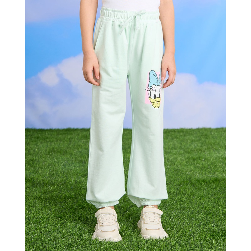 Girls Green Daisy Duck Embellishment Active Tracks Pants