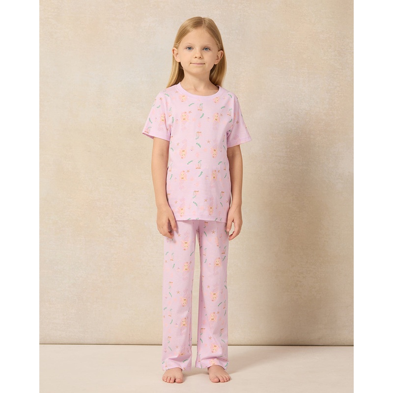 Girls Lilac Mermaid Printed Pyjama Set (2 Piece)