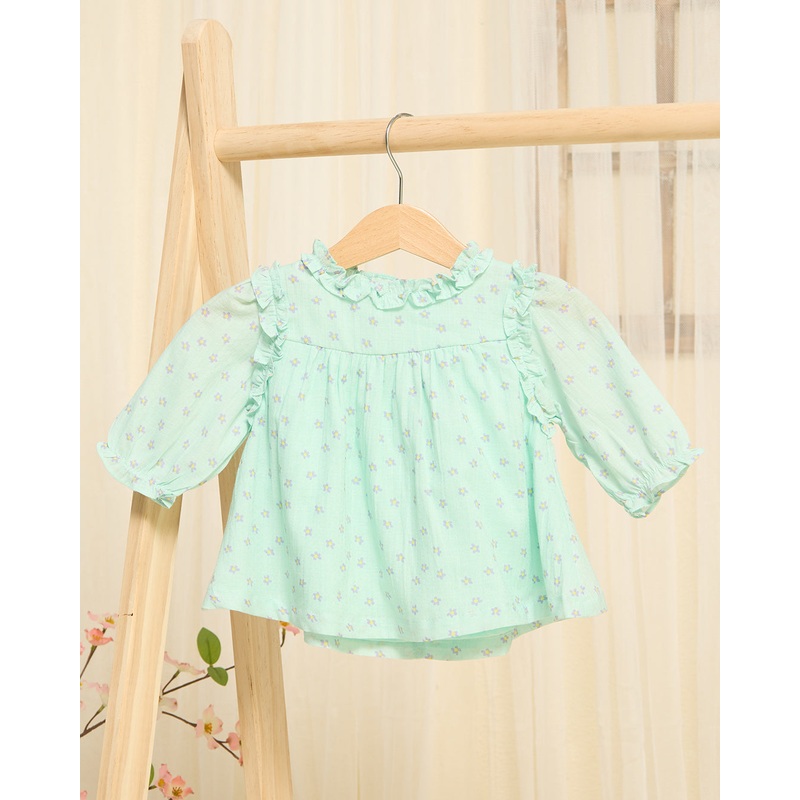 Girls Mint All Over Printed Blouse