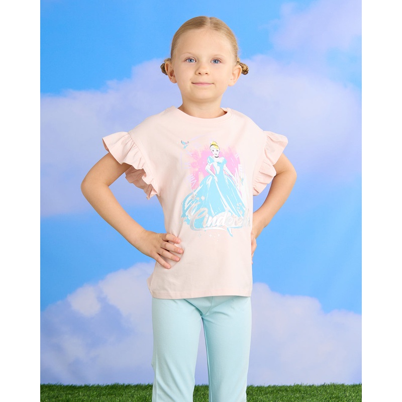 Girls Pink Cinderella Foil Print T-Shirt