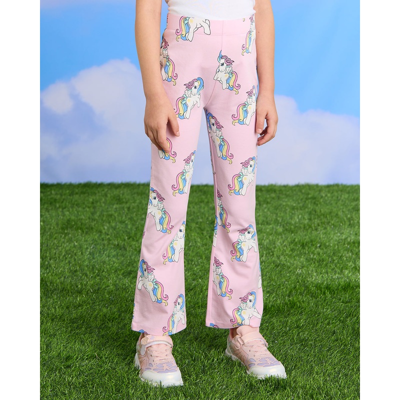 Girls Pink My Little Pony Print Flared Leggings