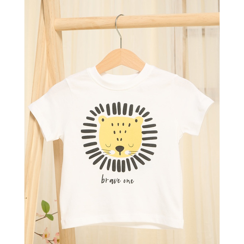 Girls White Tiger Placement Printed T-Shirt