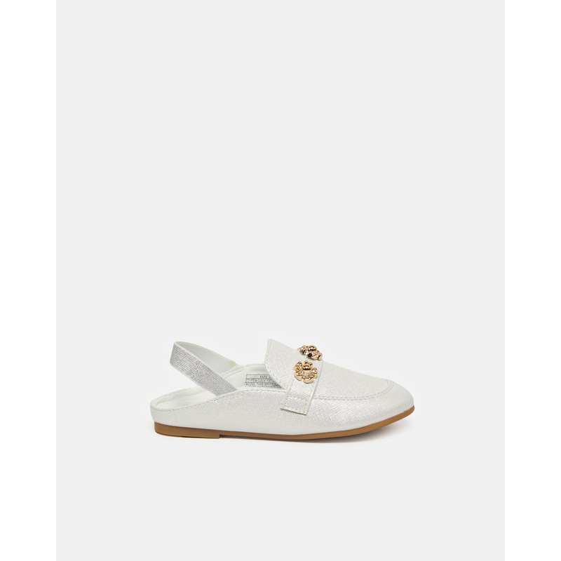 Girls White White Floral Mule|EU25|EU26|EU27|EU28|EU29|EU30