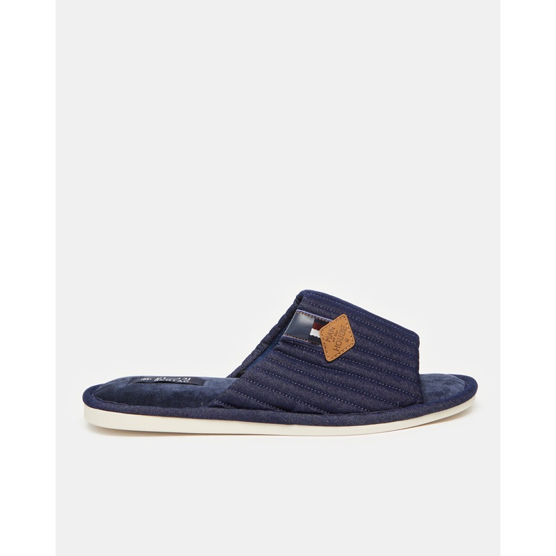 Men Navy Textile Upper Slipper