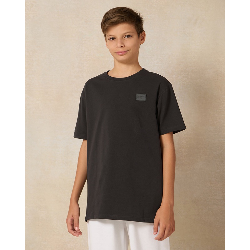 Senior Boys Black Spandex Loose Fit T-shirt