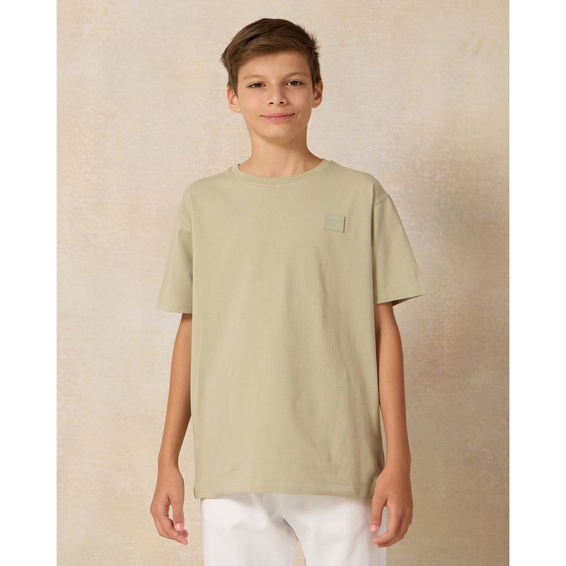 Senior Boys Green Spandex Loose Fit T-shirt