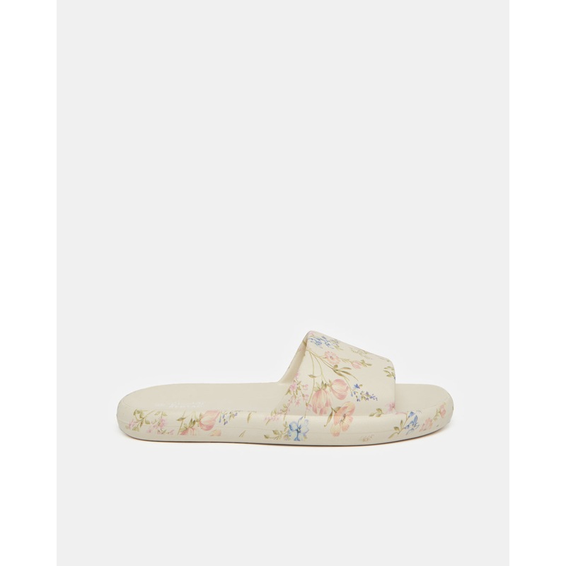 Women Beige Allover Print Slide