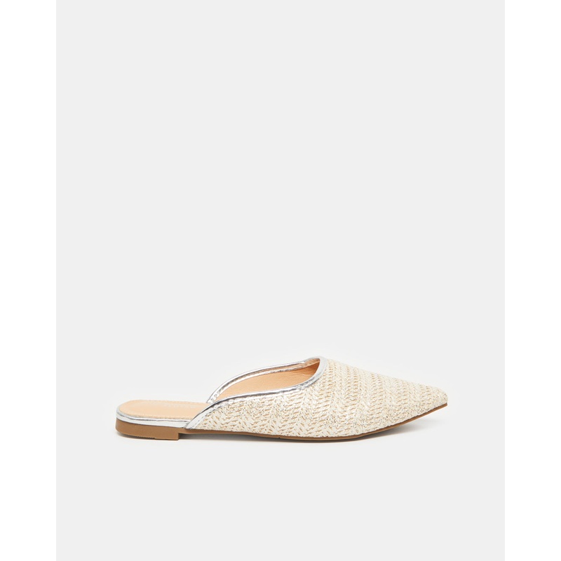 Women Beige Comfort Buckle Trim Mule