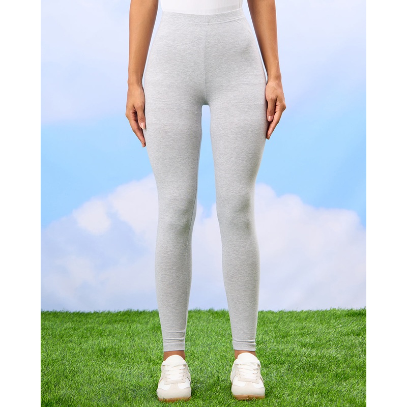 Women Grey And Brown Solid Leggings Set (Pack of 2)