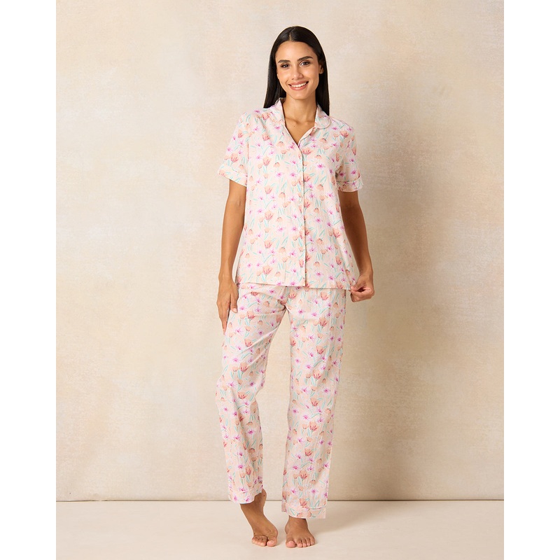 Women Pink Print Printed Pyjama Set (2 Piece)
