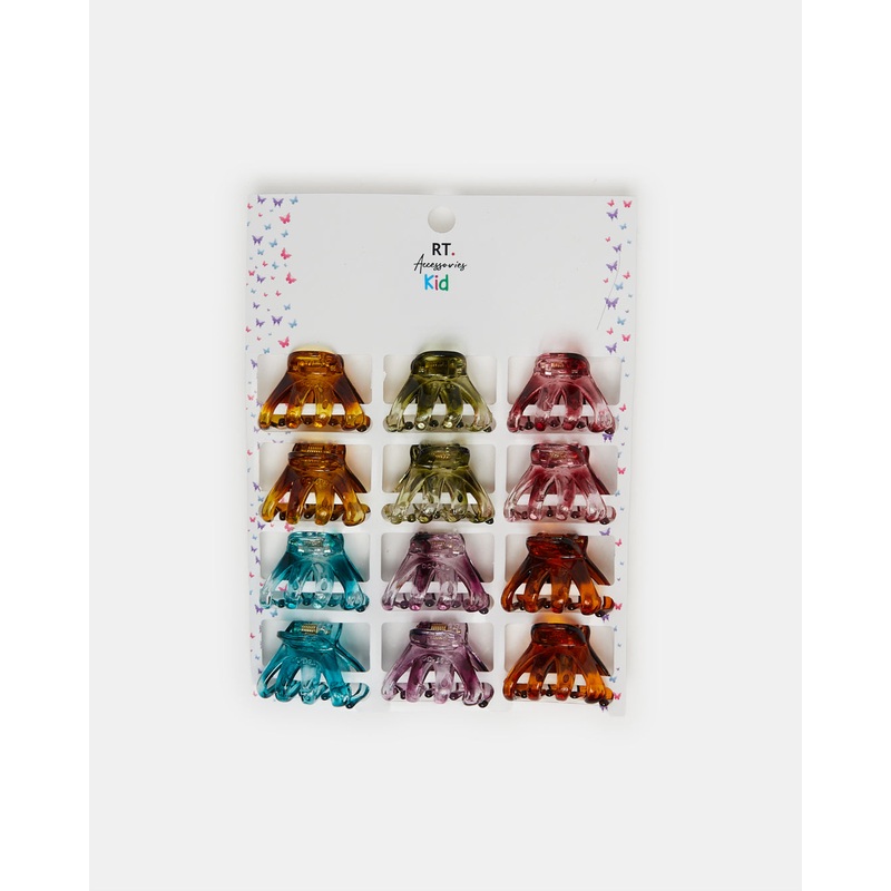 Girls Assorted Embellished Hair Claw Set (Pack of 12)