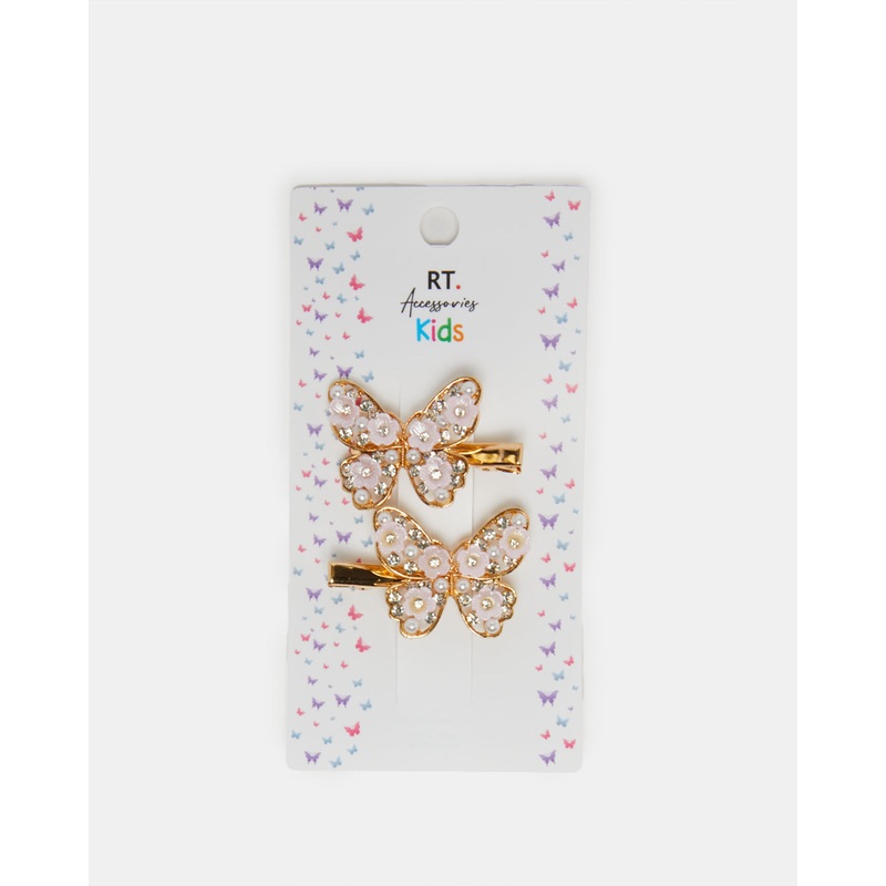 Girls Gold Embellished Hair Clips Set (Pack of 2)