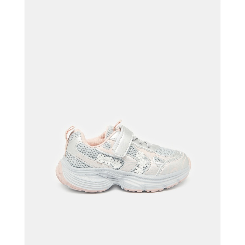 Girls Grey Floral Embellished Trainer