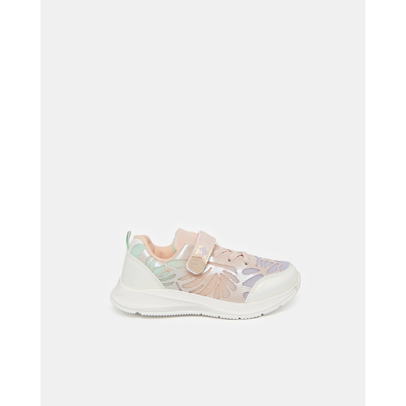 Girls Pink Colour Block Velcro Trainer