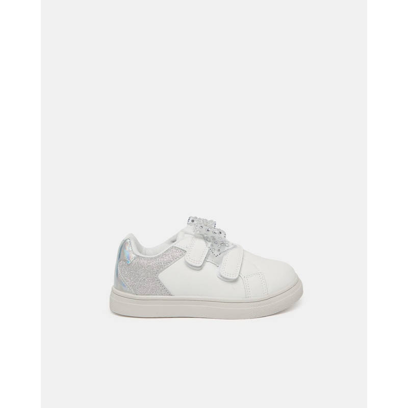 Girls White Bow Embellished Sneaker