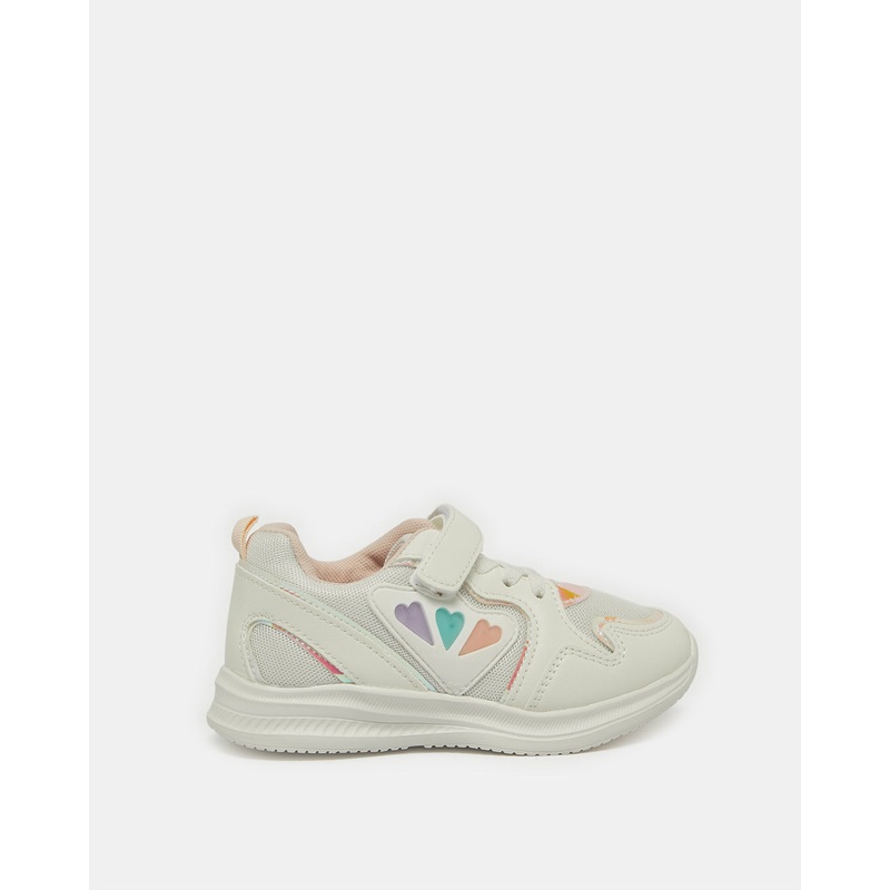 Girls White Rubber Patch Trainer