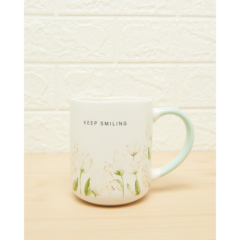 Green Handle Keep Smiling Mug