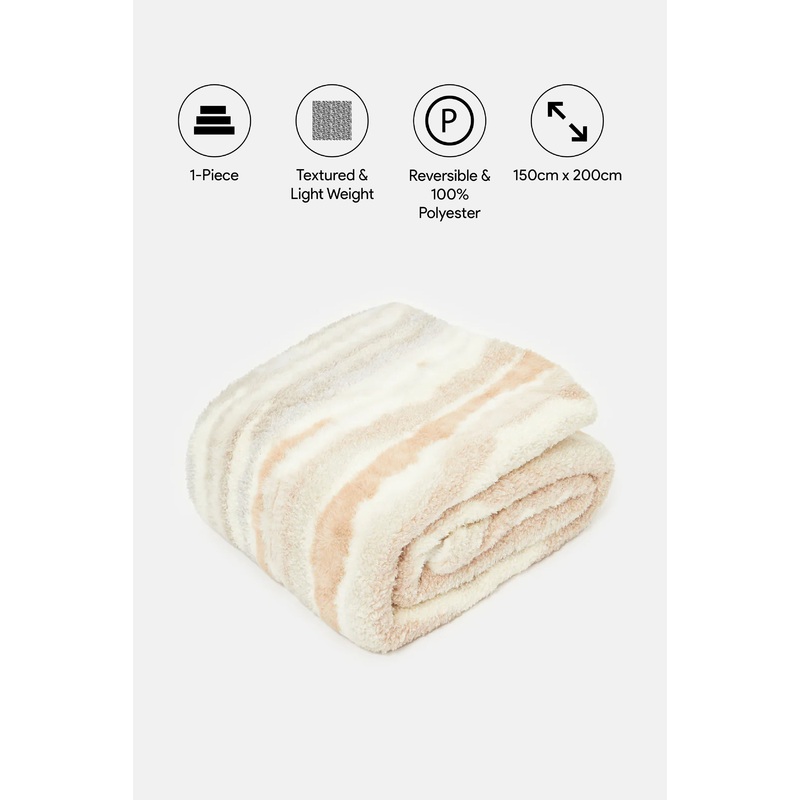 Multicolour Textured Reversible Sherpa Blanket (Single Size)