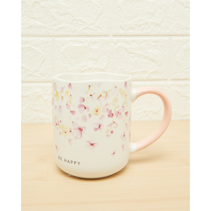 Pink Handle Be Happy Mug