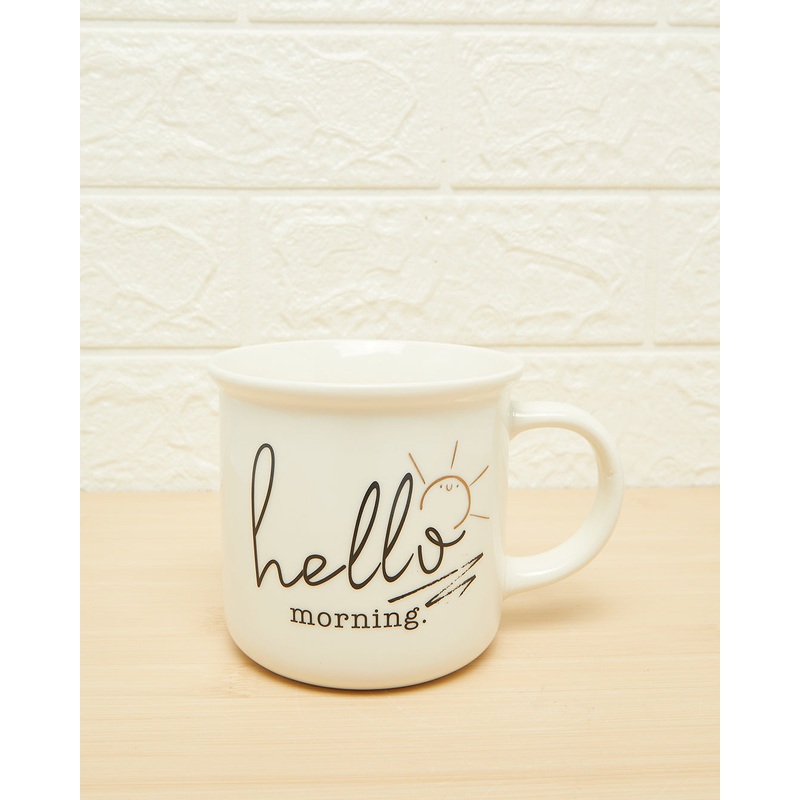 White Hello Morning Mug