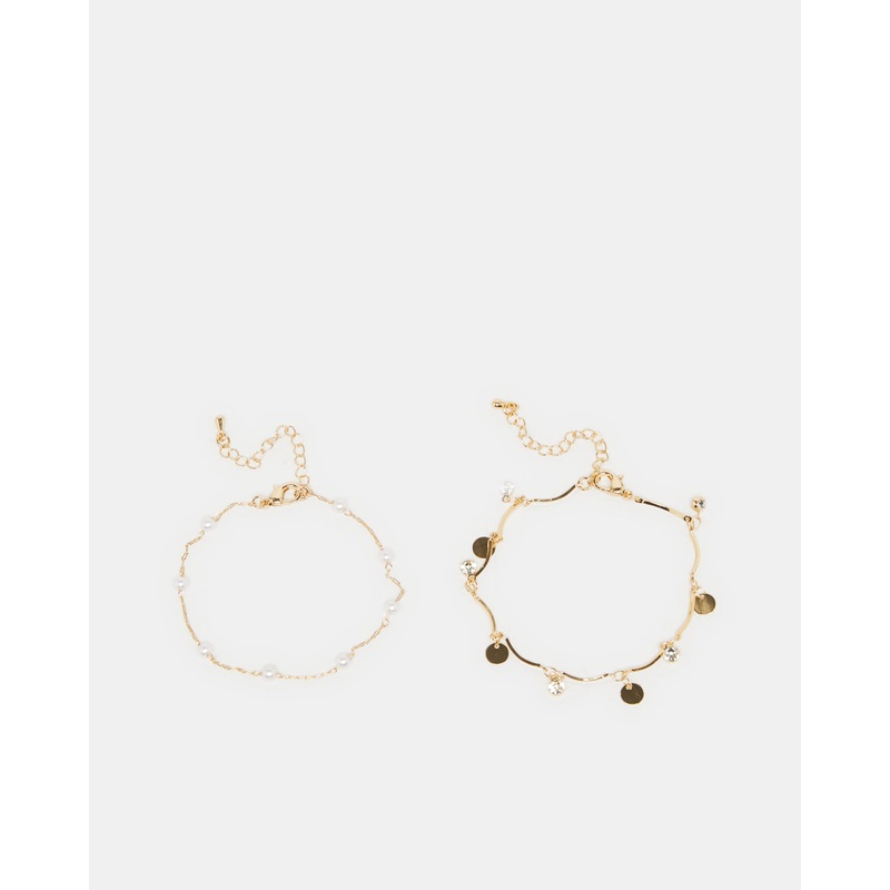 Women Gold Embellished Bracelets Set Of (2 Piece)