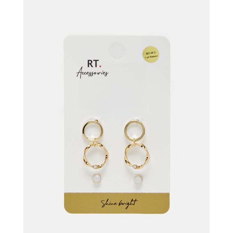 Women Gold Embellished Earrings (Pack of 4)